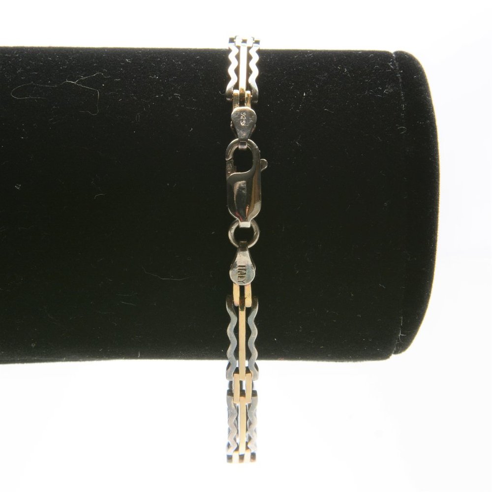 Unique Solid Silver & Gold Italian Chain Bracelet